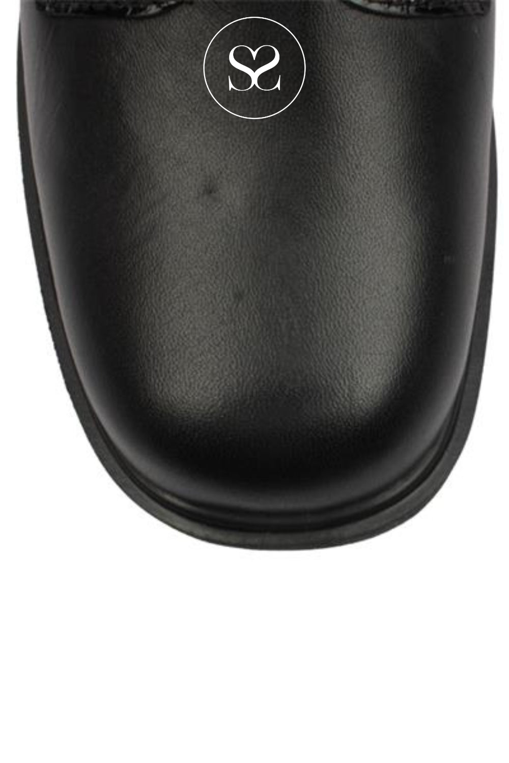 Lightweight black leather wedge boots with sock ankle