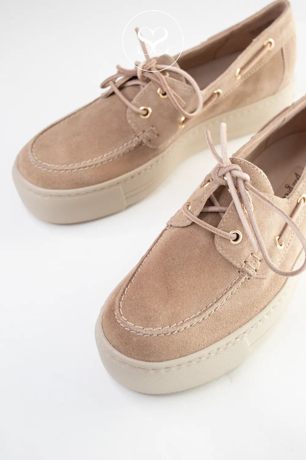 Paul Green beige suede boat shoes/moccasins 1197 Versatile docksider style for everyday smart-casual wear