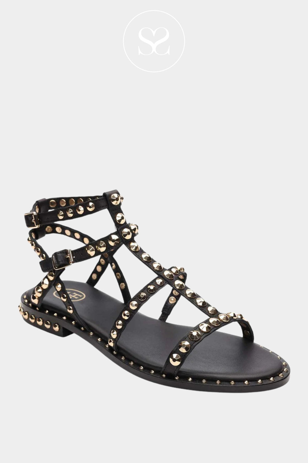 Studded black gladiator sandals for women from Ash