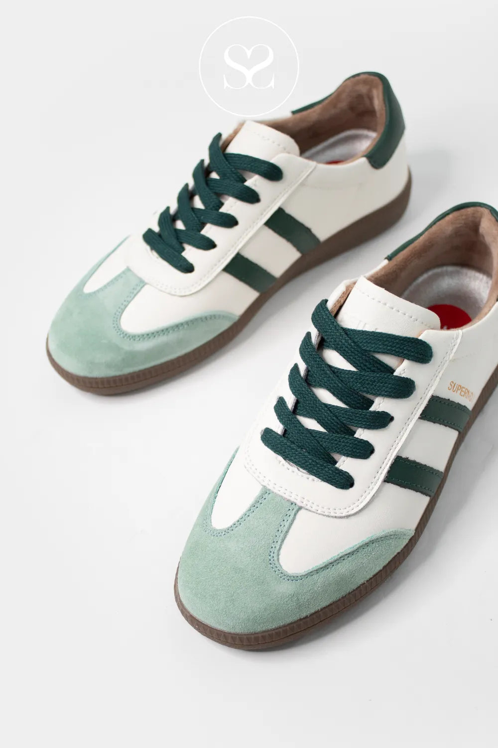 Drilleys White And Green Trainers - Sixty Four Durable gum sole offering excellent grip and lasting wear.
