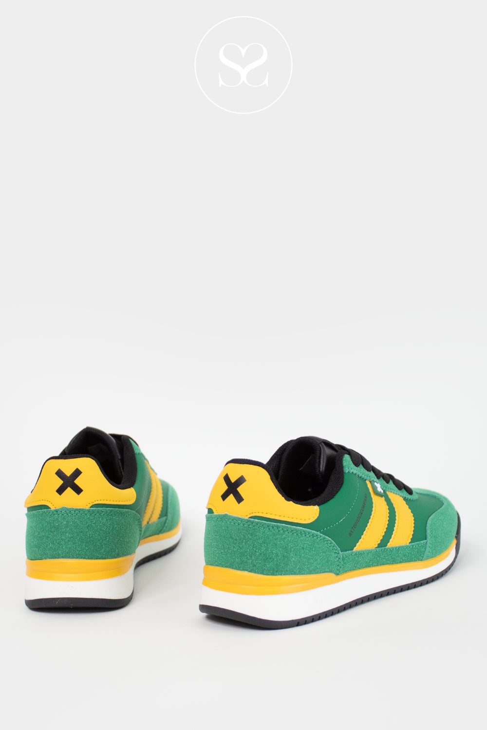 XTI GREEN/YELLOW  RETRO SPORTY  TRAINERS - 144587