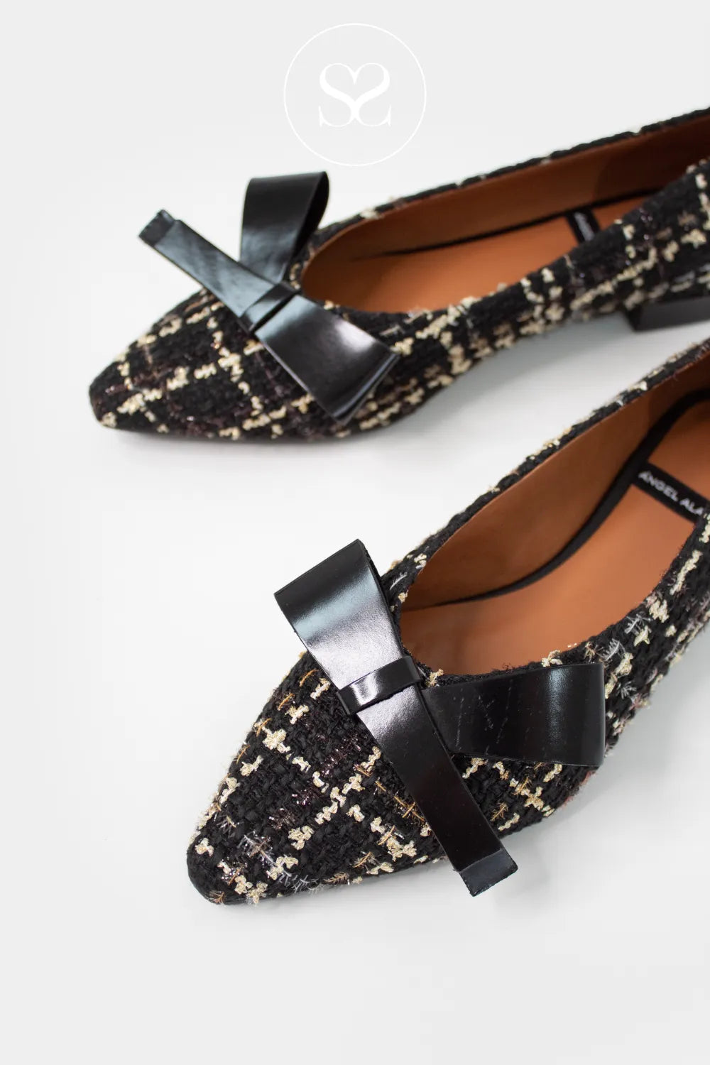 ANGEL ALARCON BLACK TWEED BALLET PUMPS / FLATS - ALVATEX
