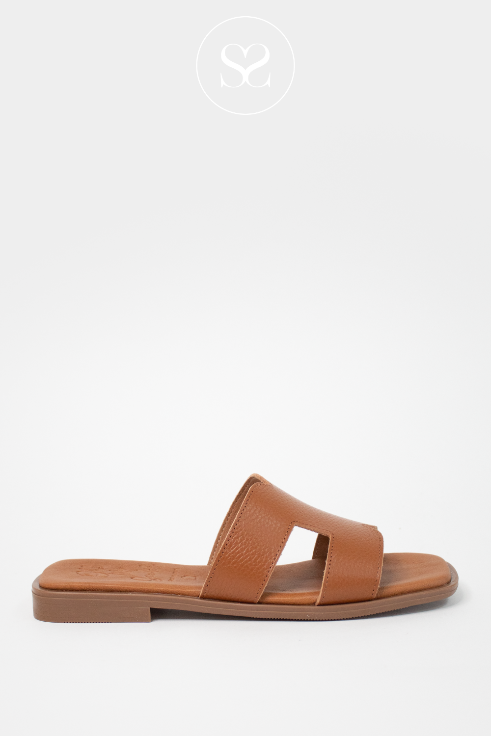 OH MY SANDALS 5580 TAN LEATHER SLIP-ON SANDALS