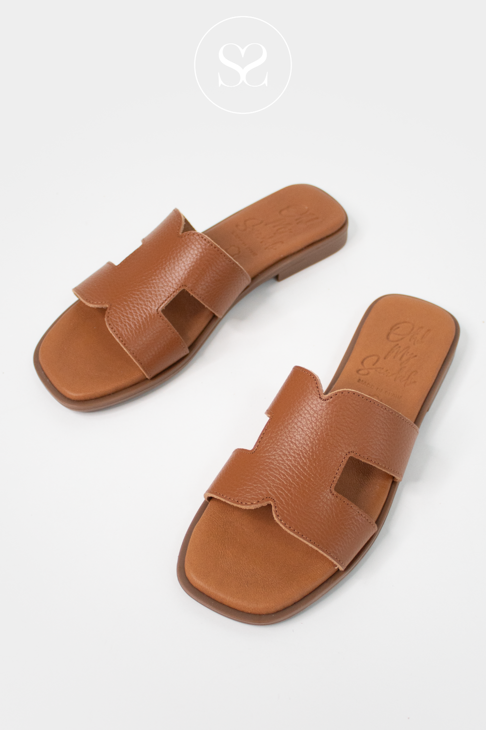 tan mule slider sandals from oh my sandals