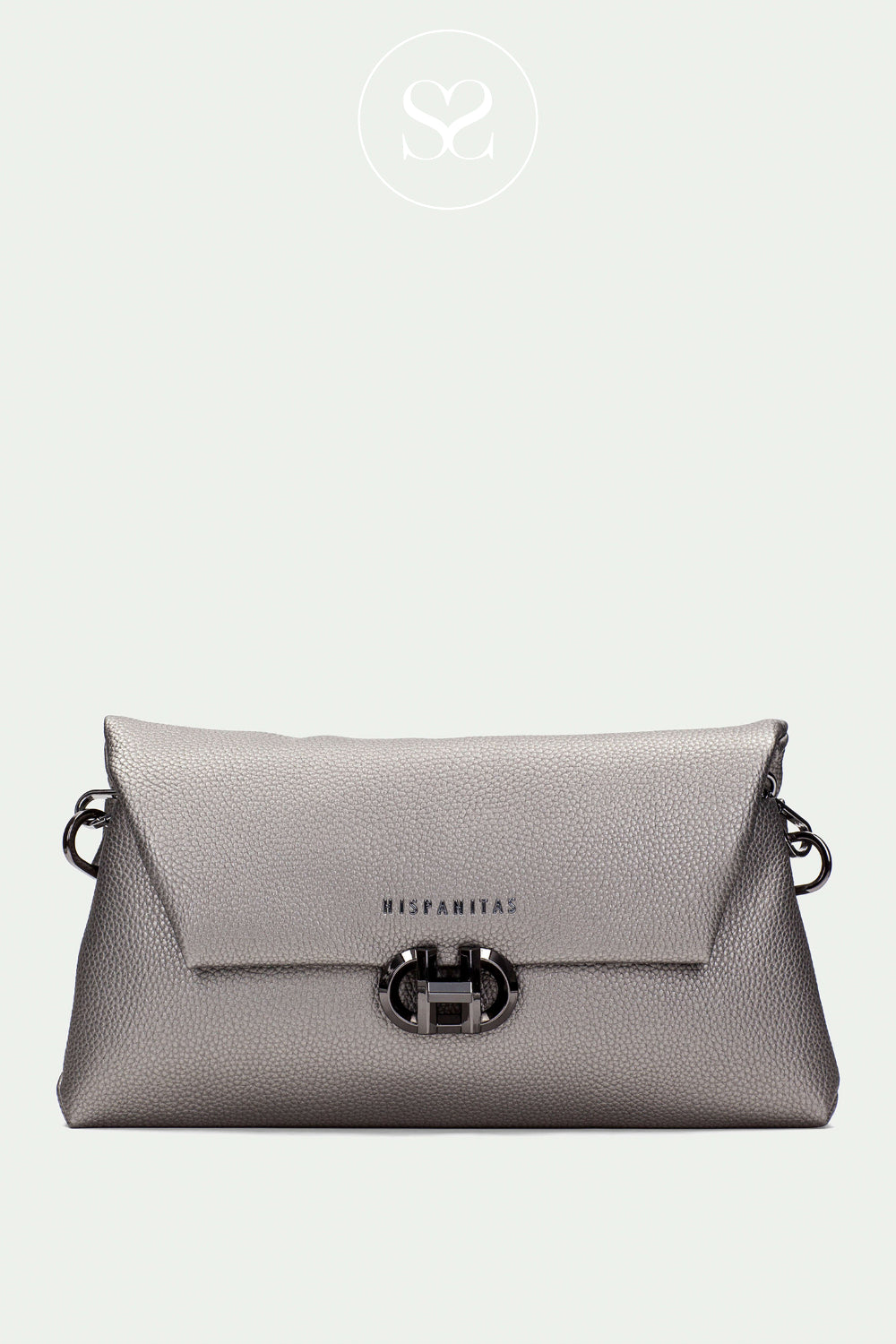 HISPANITAS PEWTER CLUTCH HANDBAG BI254157