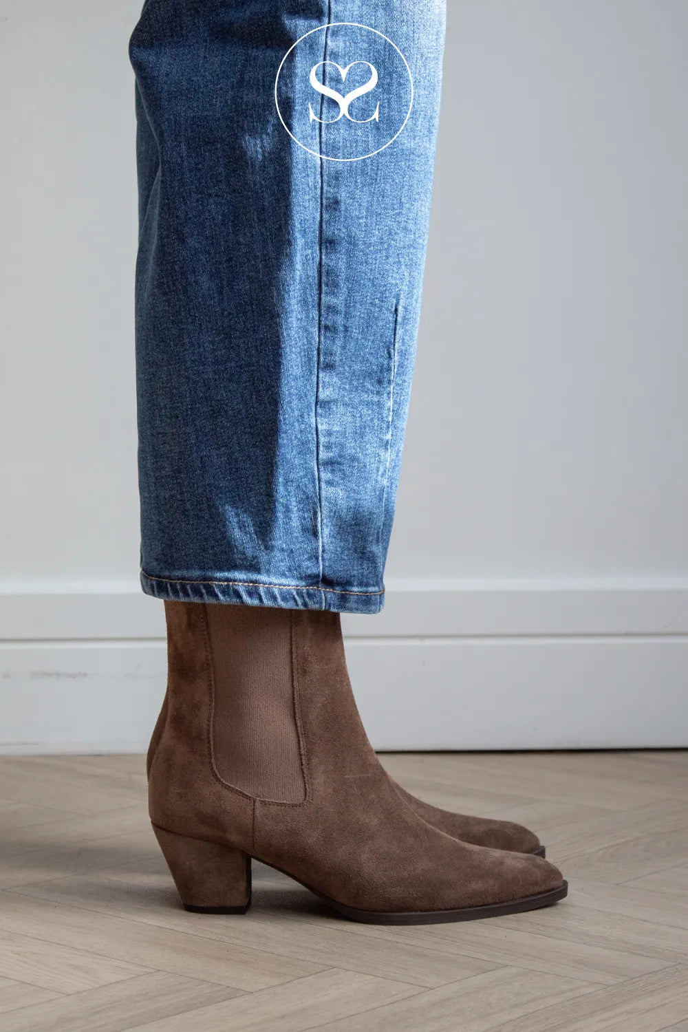 Unisa Taupe Suede Cowboy Ankle Boot - Leyla