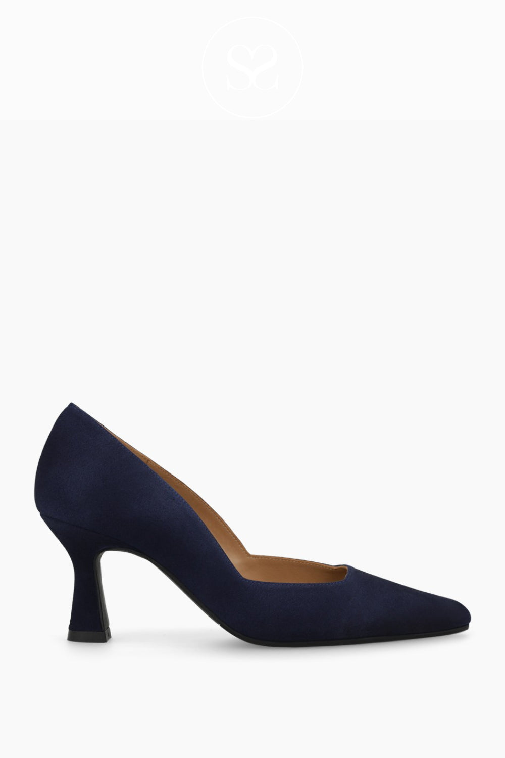 Lodi navy suede court shoe heel for women