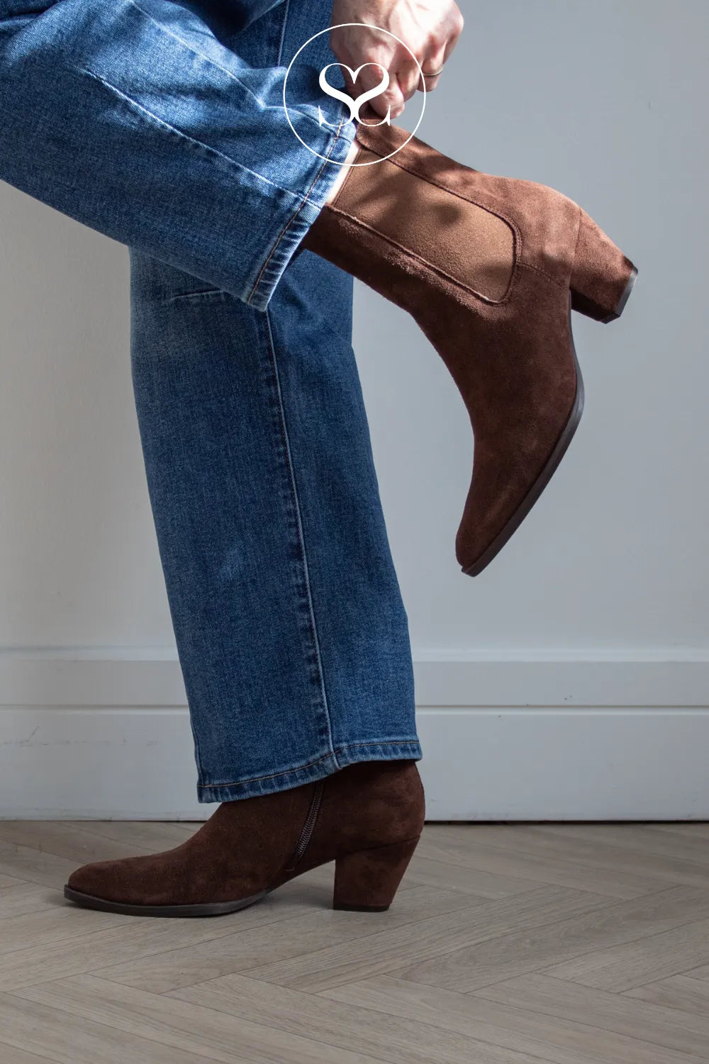 Unisa Brown Suede Cowboy Ankle Boot - Leyla available in Ireland