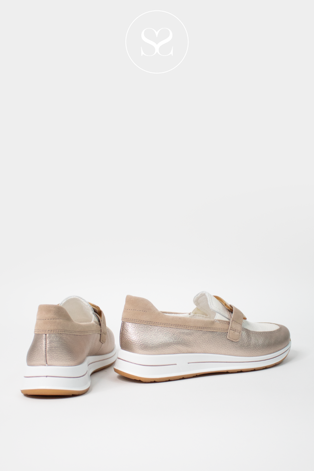 ARA 12-24822 GOLD AND CREAM SLIP ON LOAFER