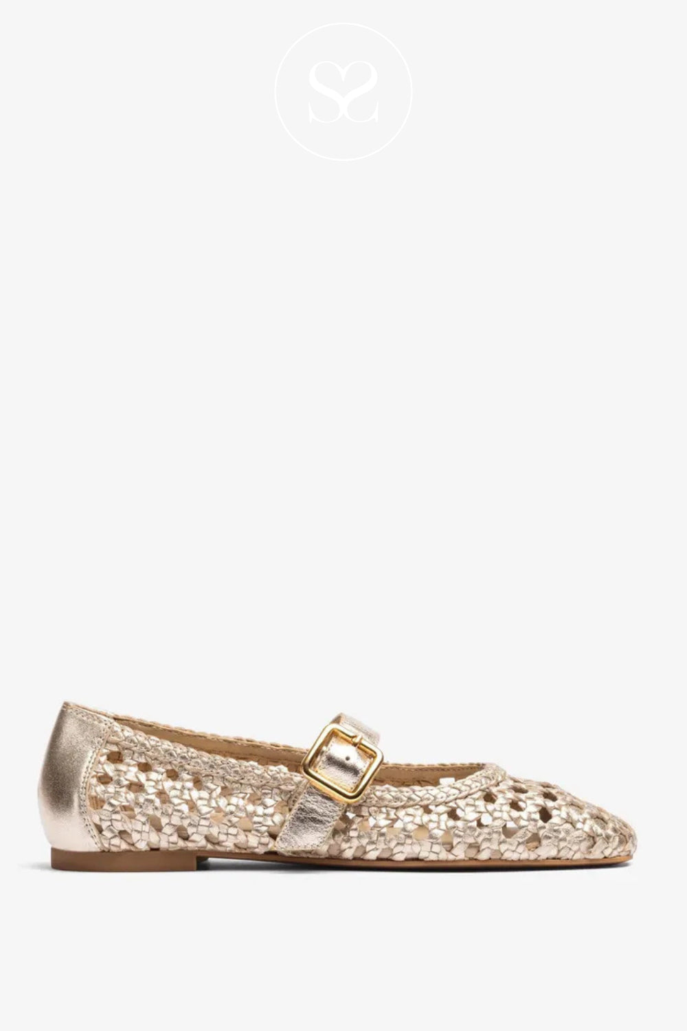 Unisa Gold Braided Leather Mary Jane Pumps-Balza