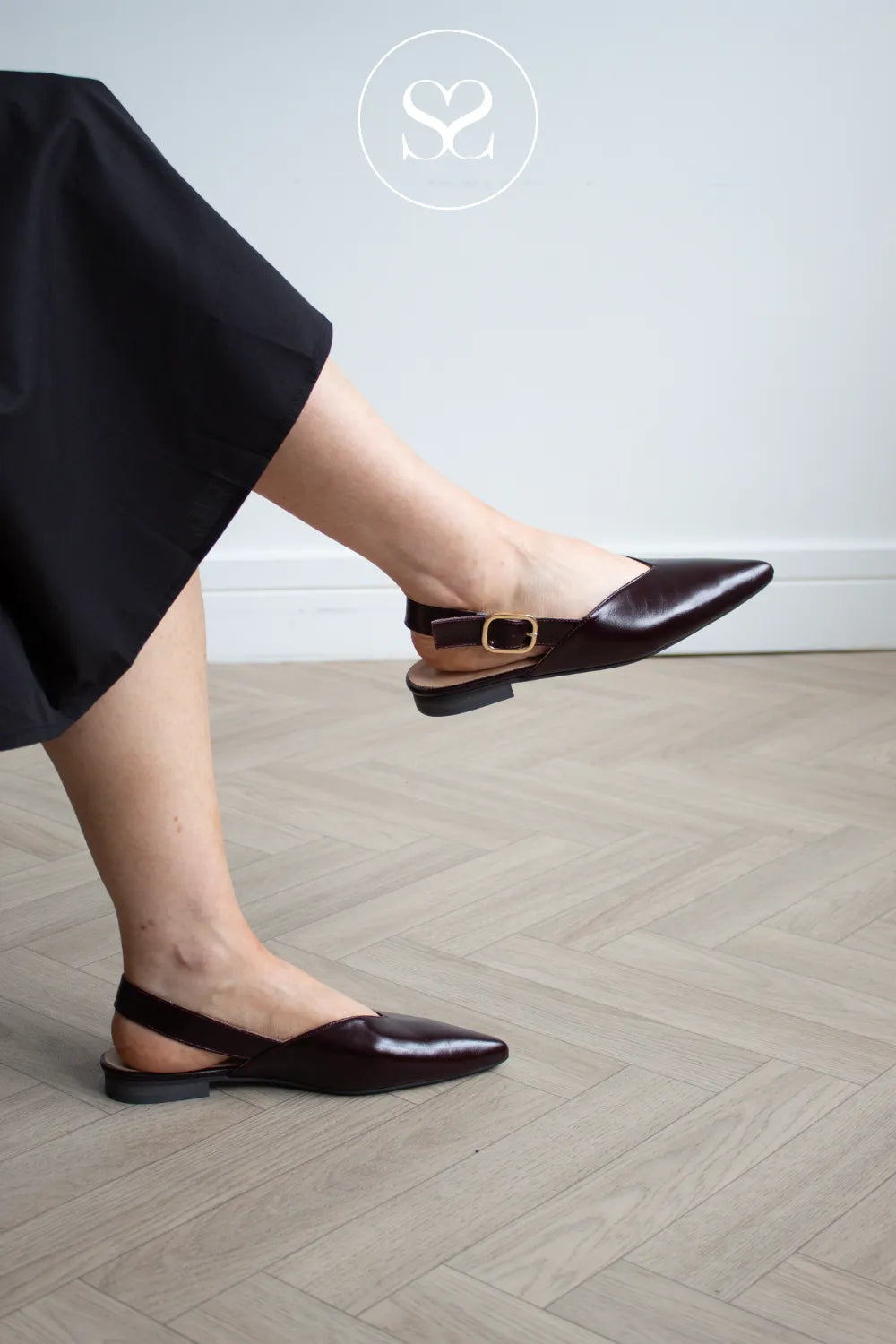 Babouche Wine Slingback Flats - Sheri