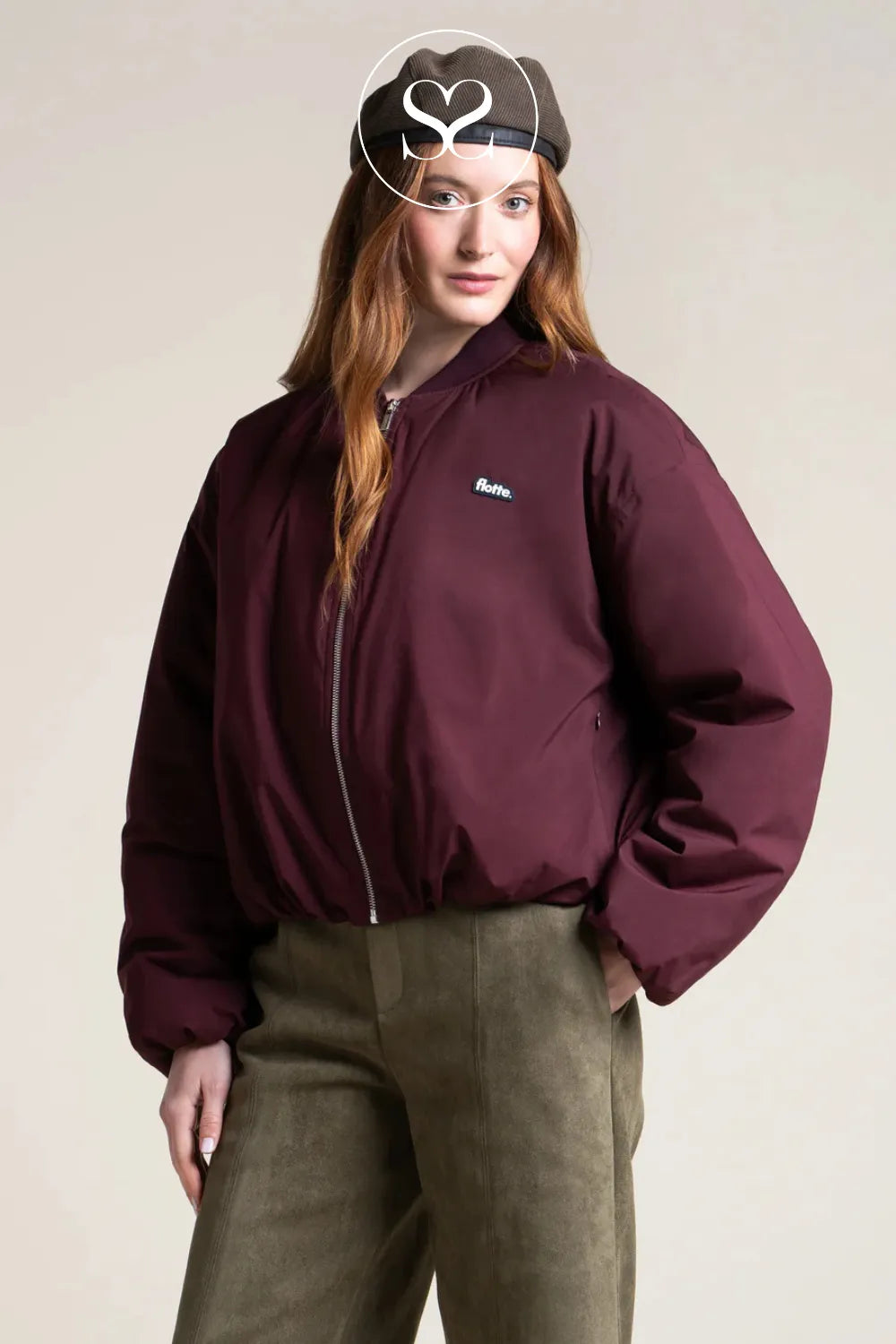 FLOTTE BURGUNDY WATERPROOF BOMBER JACKET ALESIA