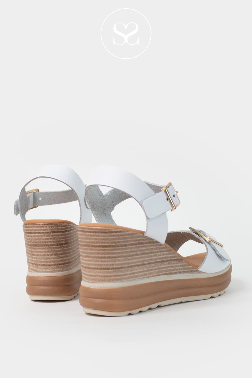 Oh My Sandals White Wedge Sandals 6003