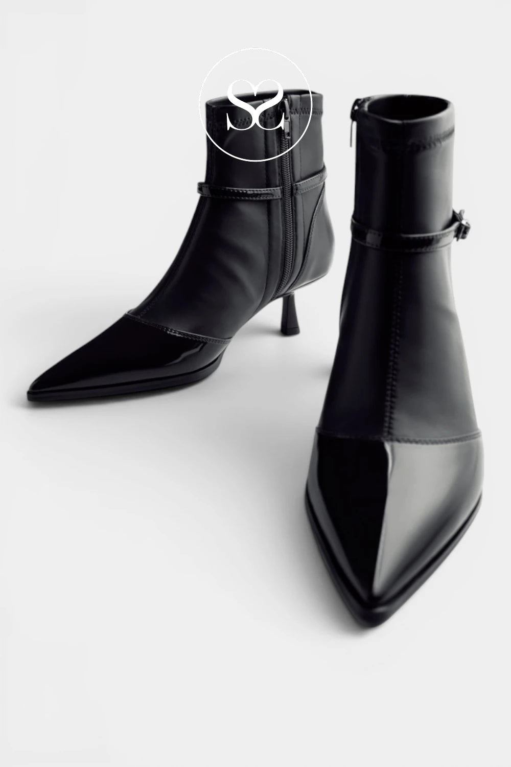 Gioseppo Black Pointed Toe Dress Boots — 76135