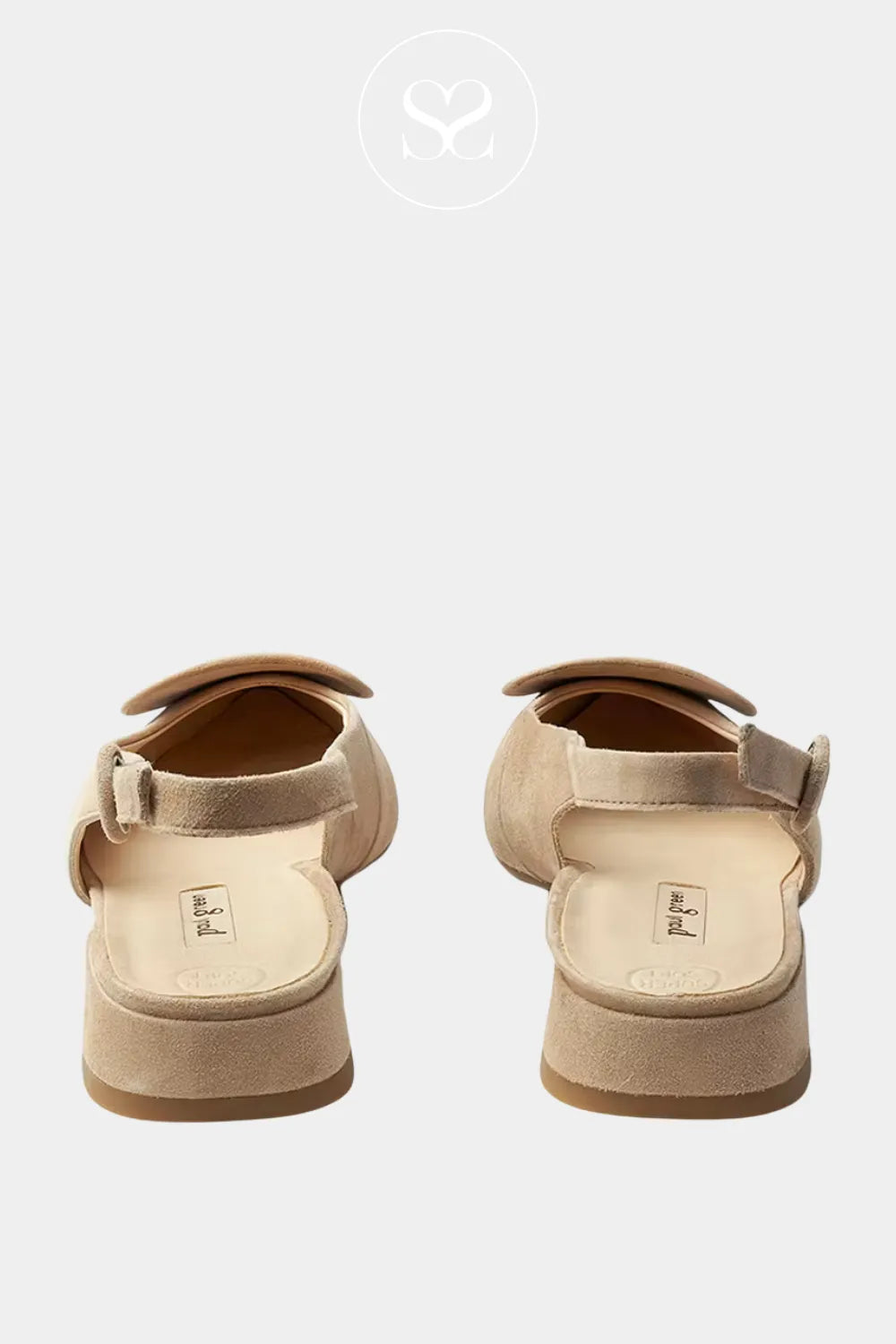 Paul Green Beige Low Block Heel Slingback Shoes 6090 &nbsp;slim, adjustable strap ensures a secure fit 