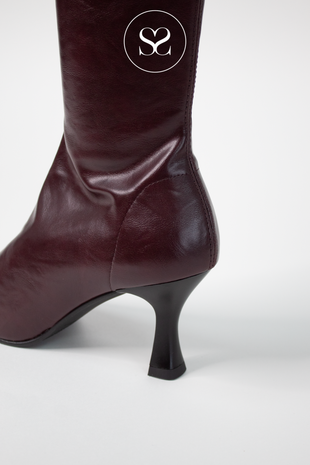 Miss Elastic Burgundy Knee High Sock Boots - 78041 Ireland 