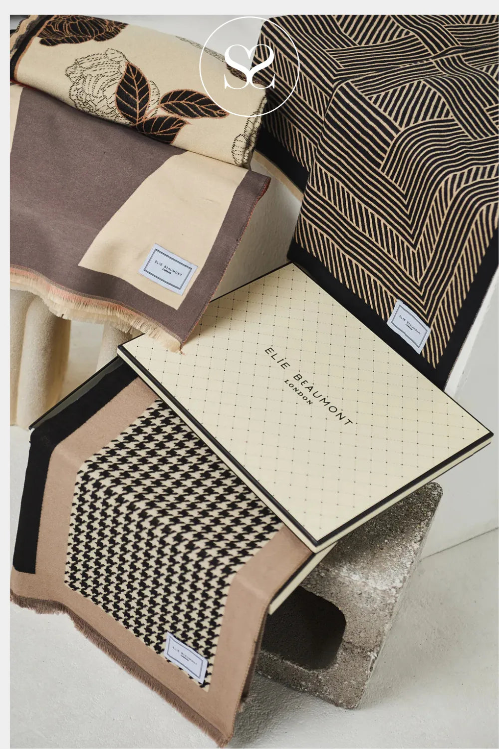 ELIE BEAUMONT WINTER SCARF - DOGTOOTH CHECK GIFTING IRELAND