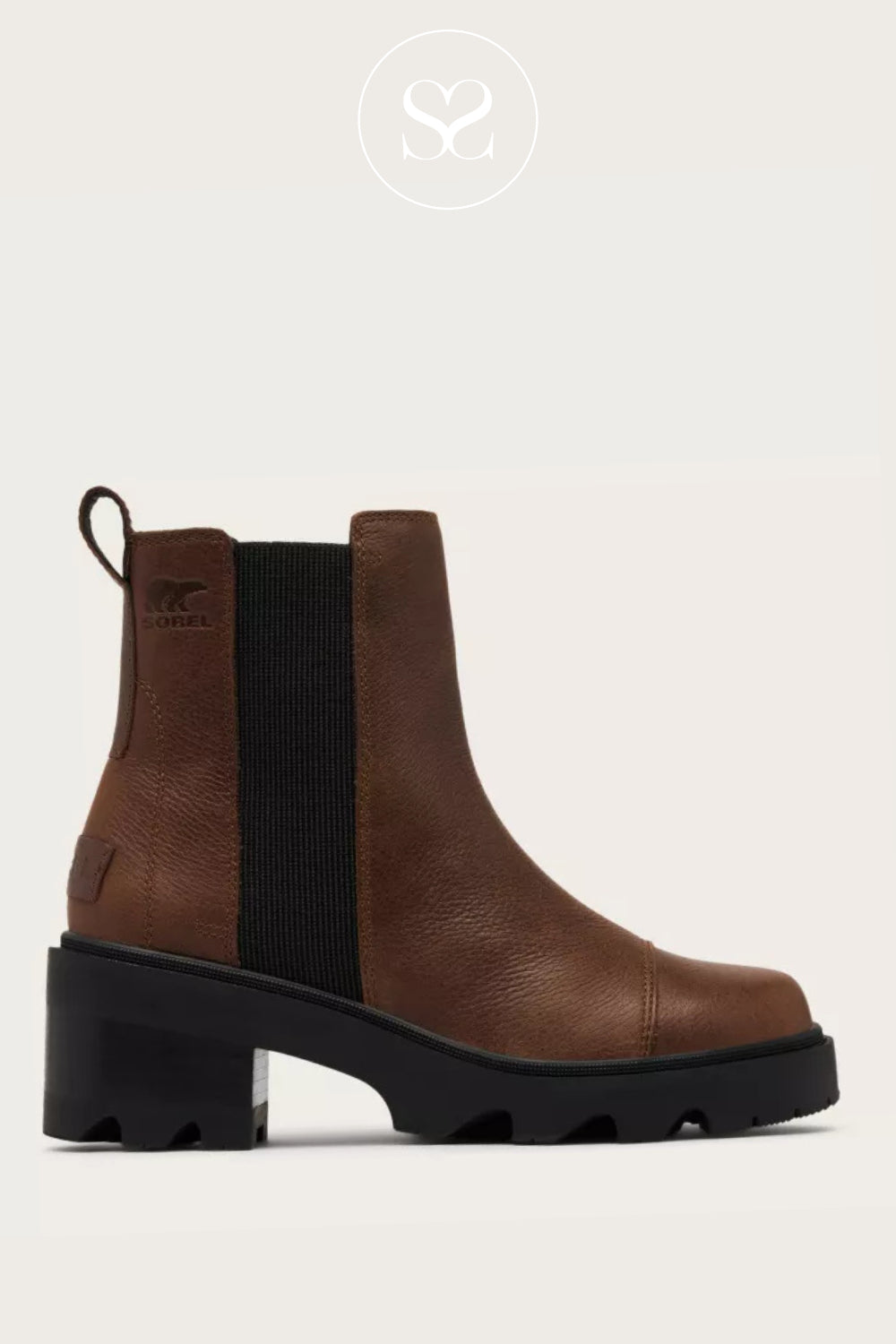 Waterproof Chocolate Brown Heeled Chelsea Boots - Sorel Joan Now