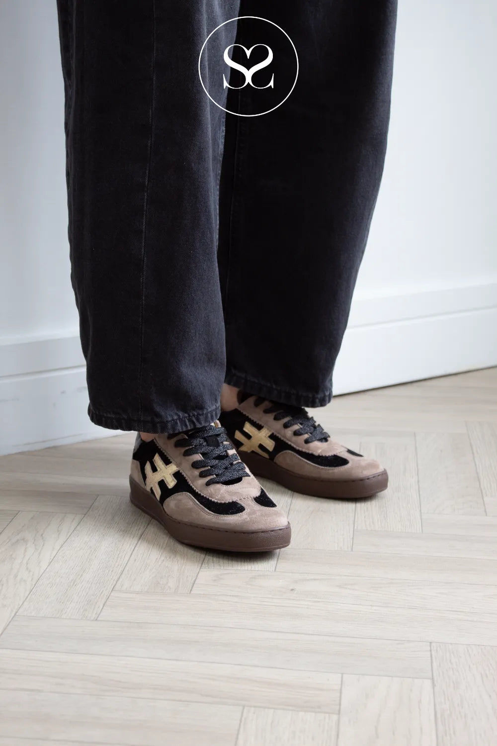 Another Trend Black & Taupe Suede Trainers A032-81