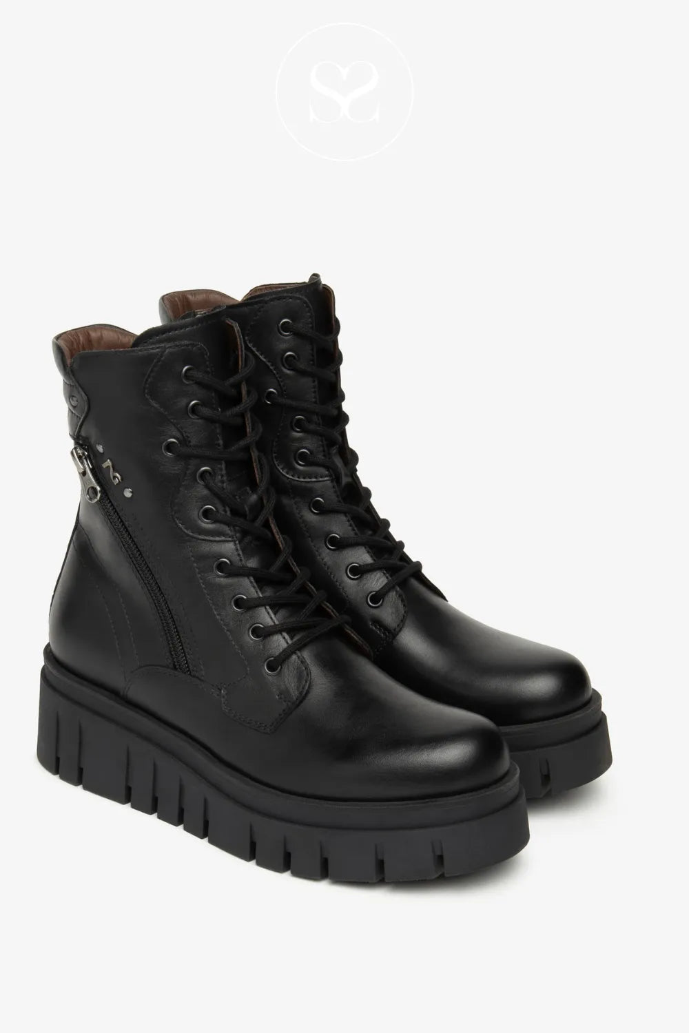 NERO GIARDINI BLACK LEATHER BOOTS WITH SIDE ZIP FOR WOMEN 
