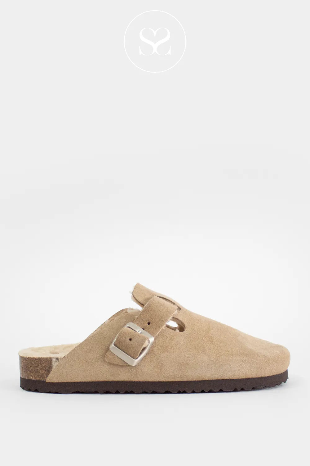 ANOTHER STEP TAUPE SUEDE SLIDER STYLE SLIPPERS SEW2501