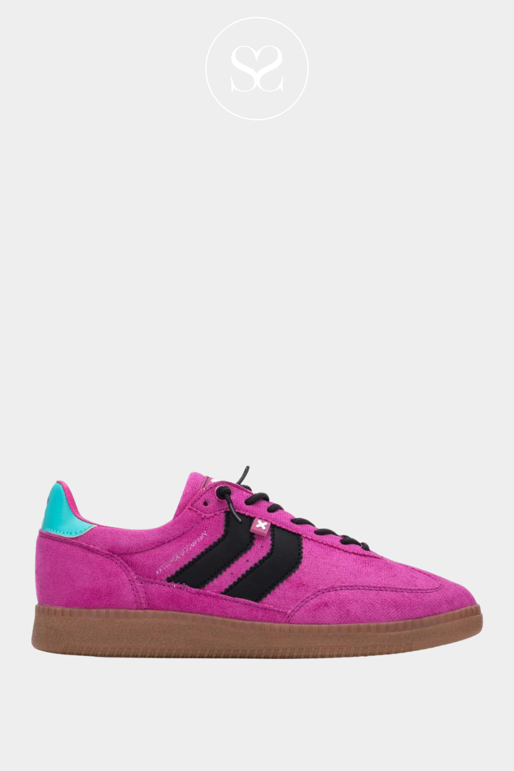 XTI PINK, BLACK AND TURQUOISE SLIP ON TRAINERS - 144170