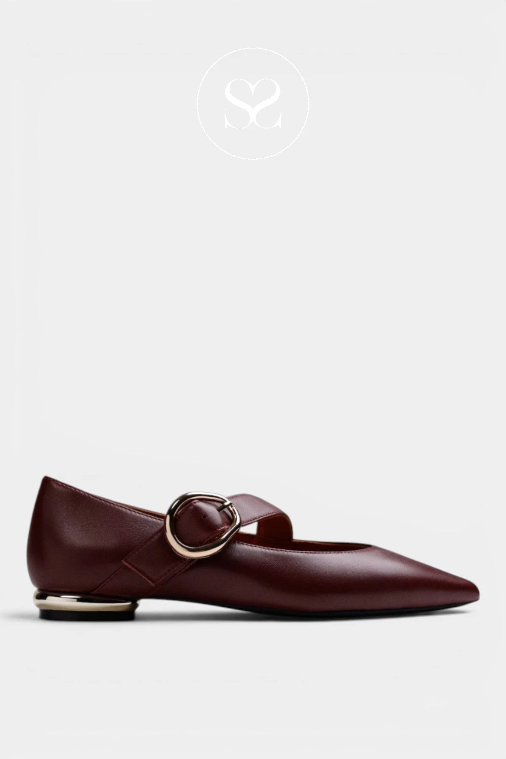 Gioseppo Burgundy Pointed Toe Ballet Flats — 80167 for Women - Ireland