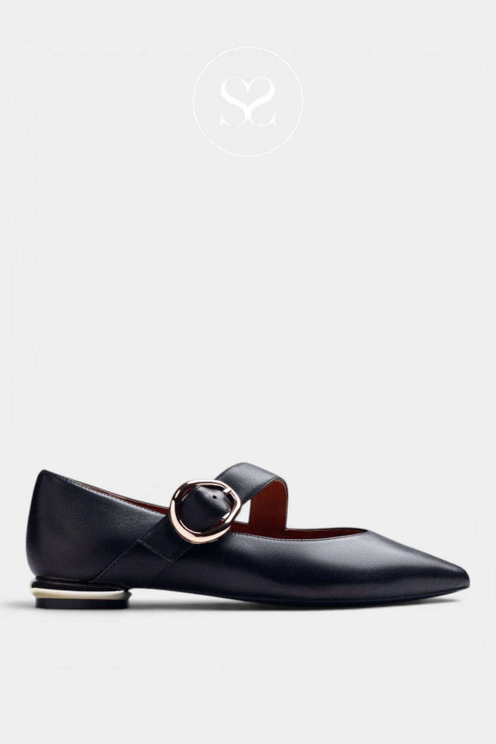 Gioseppo Black Leather Pointed Toe Ballet Flats - 80167 for Women - Ireland