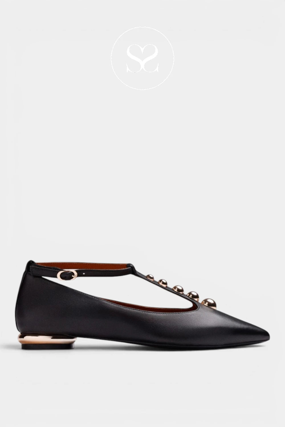 Gioseppo Black and Gold Pointed Toe Pumps - 80832 for women - Ireland