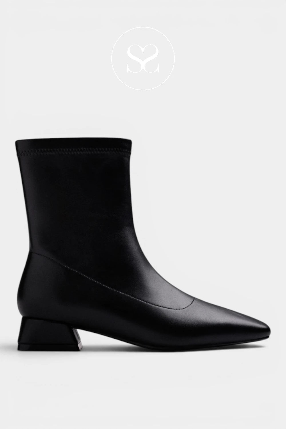 Gioseppo Black Leather Square Toe Ankle Boots - 80835