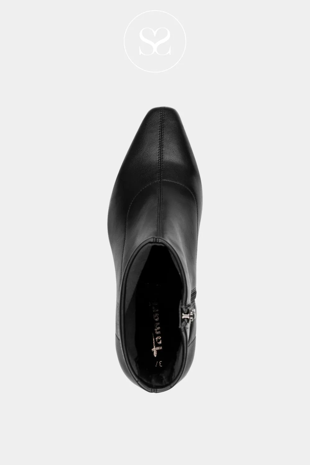 Black pointed toe booties