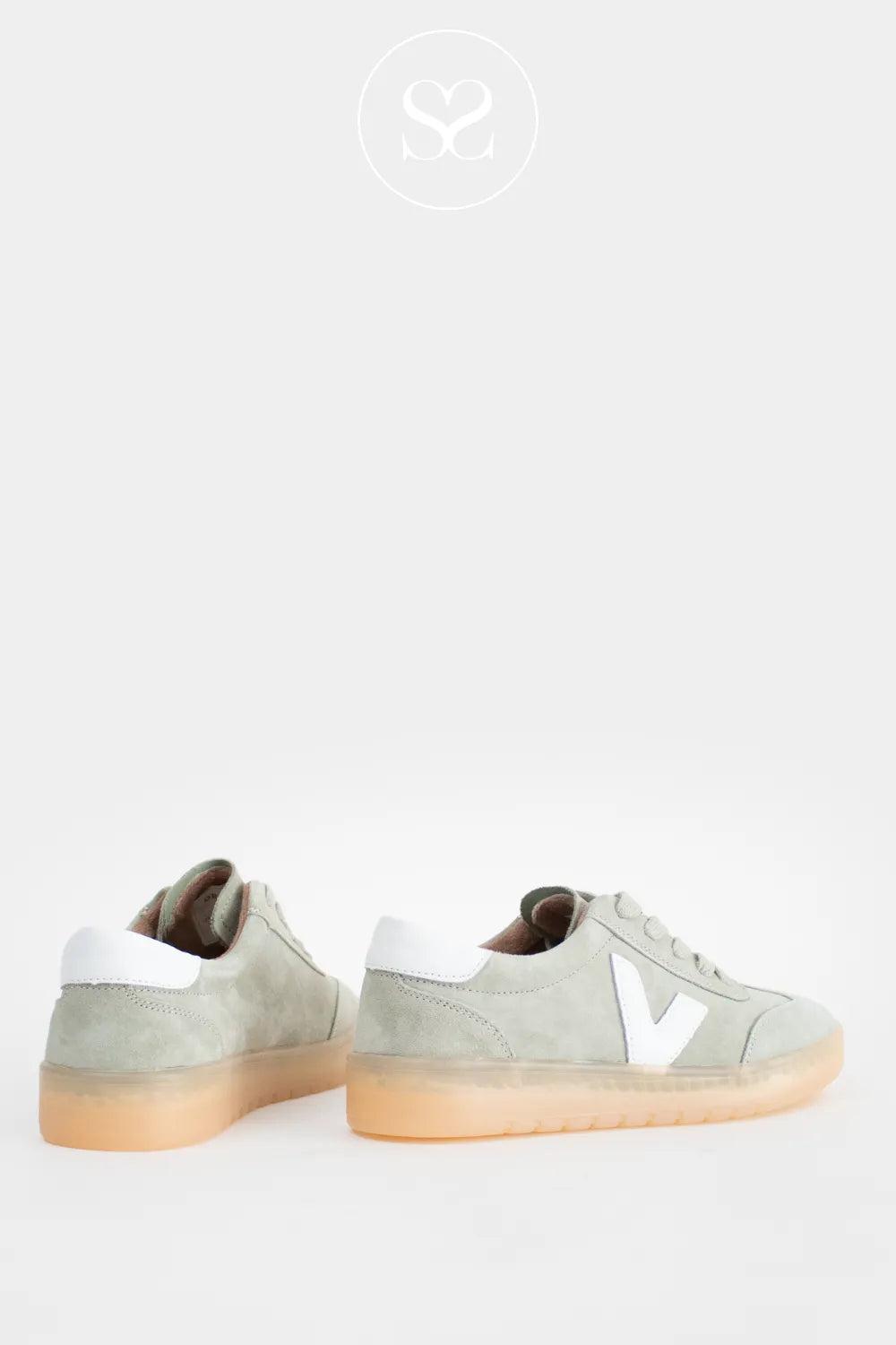 Mint green suede trainers. Spring pastel sneakers with laces and non slip sole. Fashion trainers.