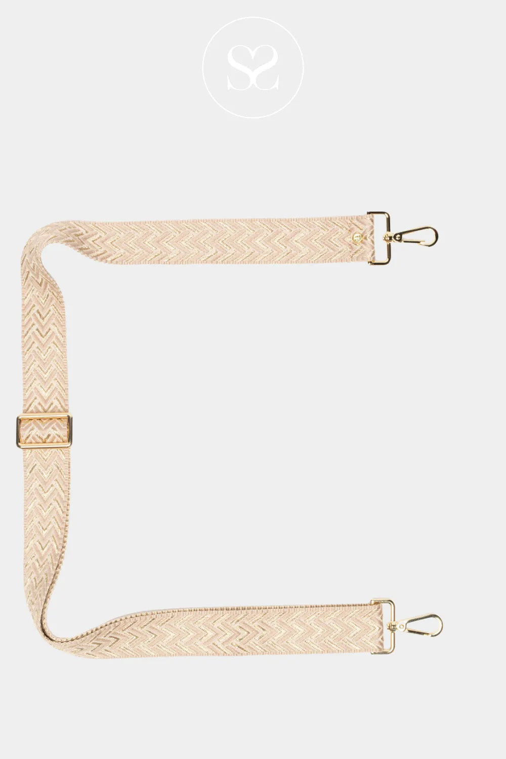 ELIE BEAUMONT - CROSSBODY STRAP - GOLD/CREAM CHEVRON