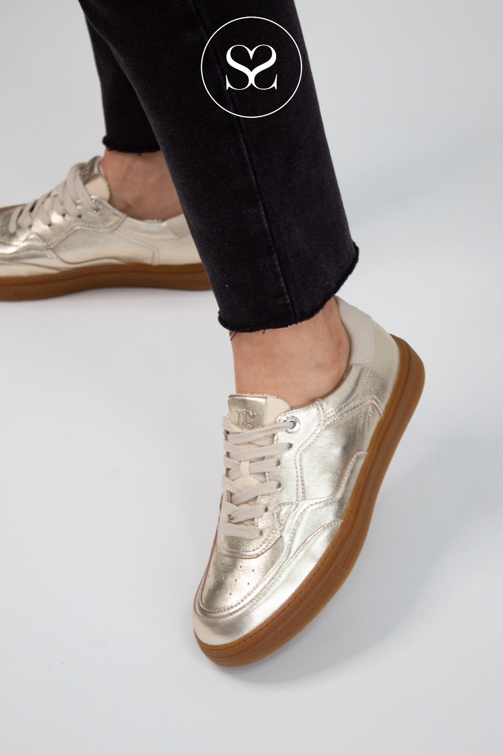 PAUL GREEN 5428 GOLD METALLIC TRAINERS