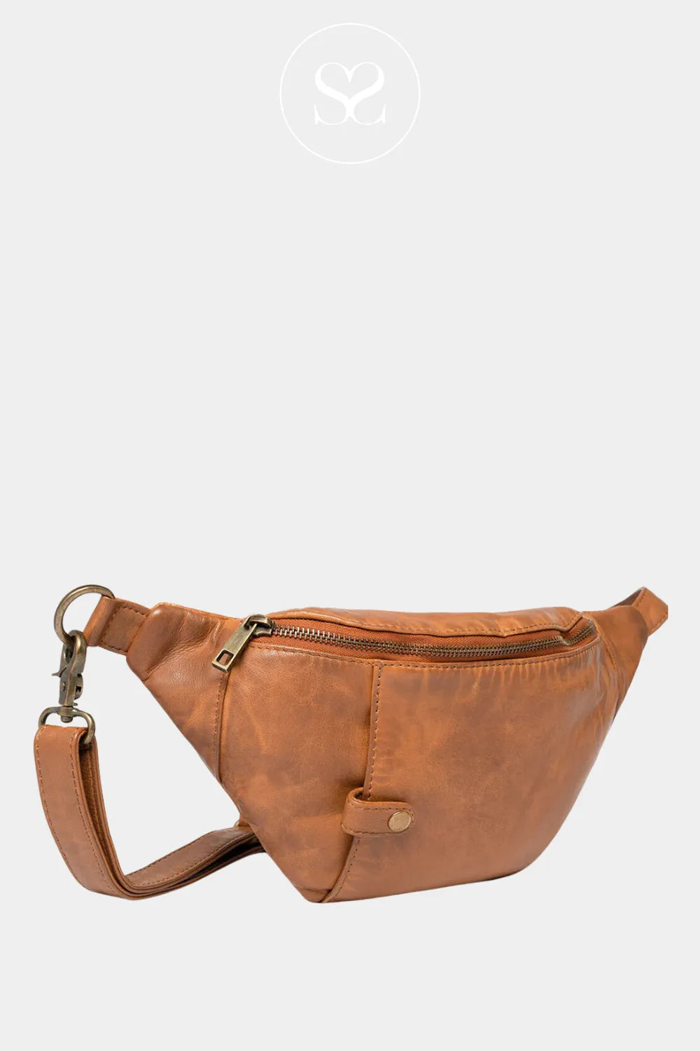 DEPECHE Tan Cross-body Bum-bag 15814 for women with a removable strap 