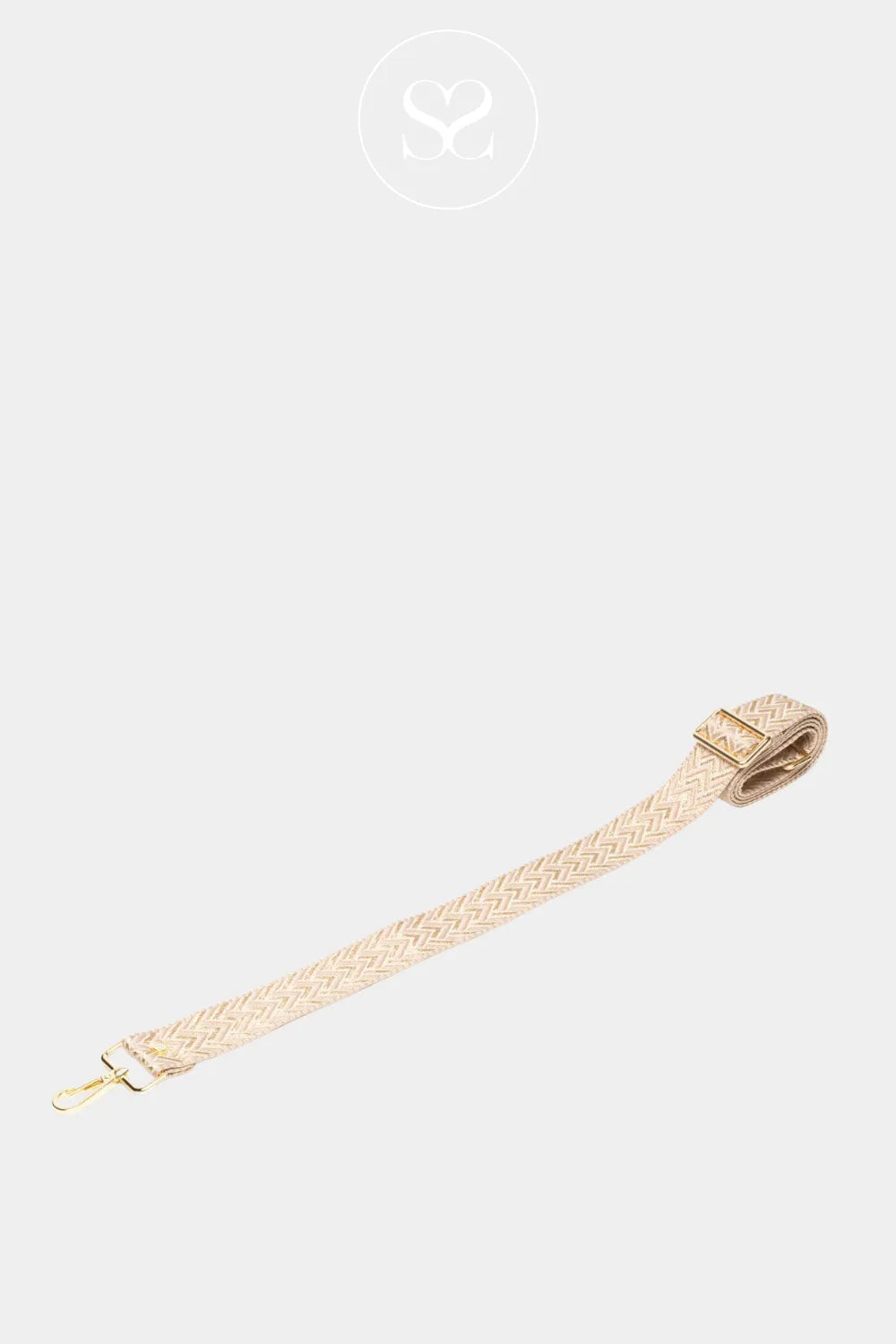 ELIE BEAUMONT - CROSSBODY STRAP - GOLD/CREAM CHEVRON