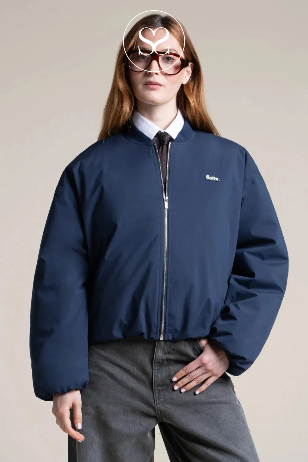 FLOTTE NAVY WATERPROOF BOMBER JACKET ALESIA