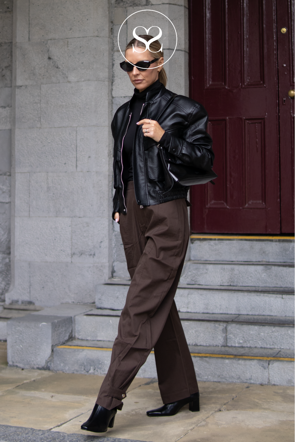 Black Cropped Leather Jacket - CV2202