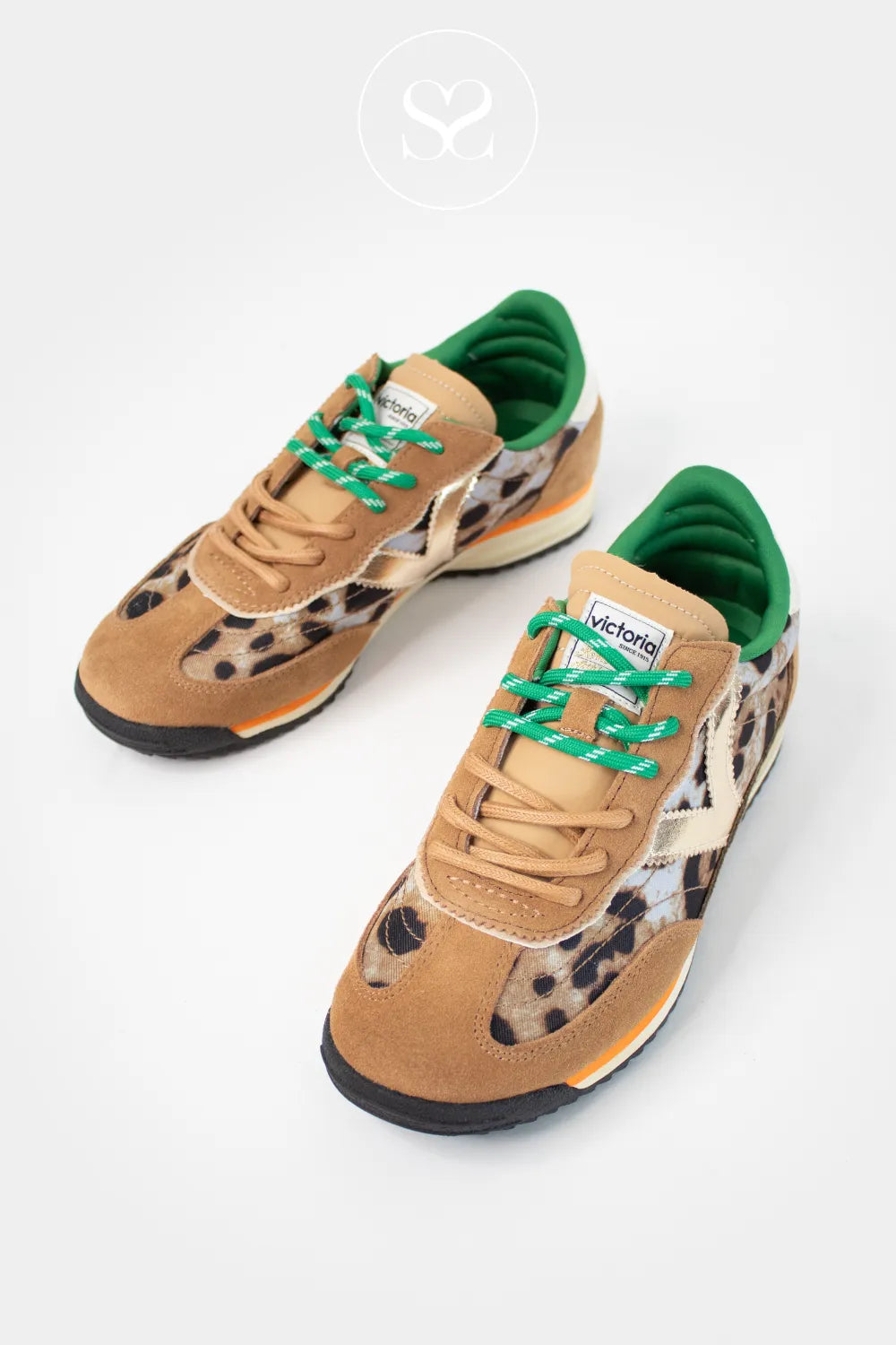 VICTORIA BLACK/ANIMAL PRINT SPORTY RETRO STYLE TRAINERS 1158103 SNEAKERS FOR WOMEN WITH TAUPE SUEDE TOE CAP 