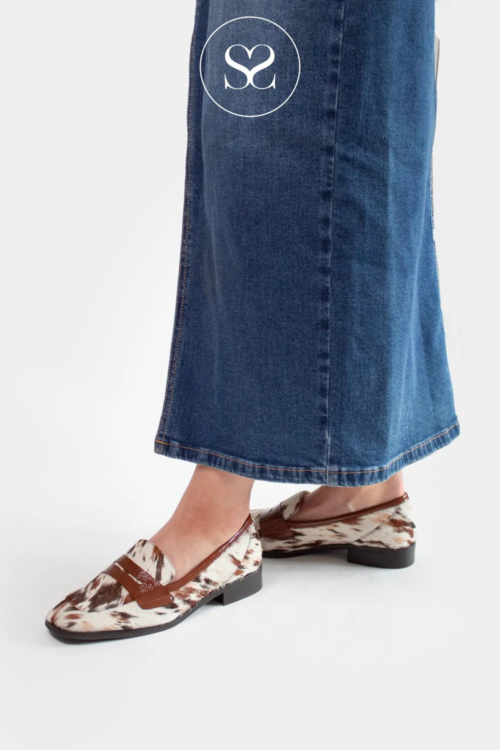 LODI COW HIDE FLAT LOAFERS WITH TAN TRIM - BERECO-INO