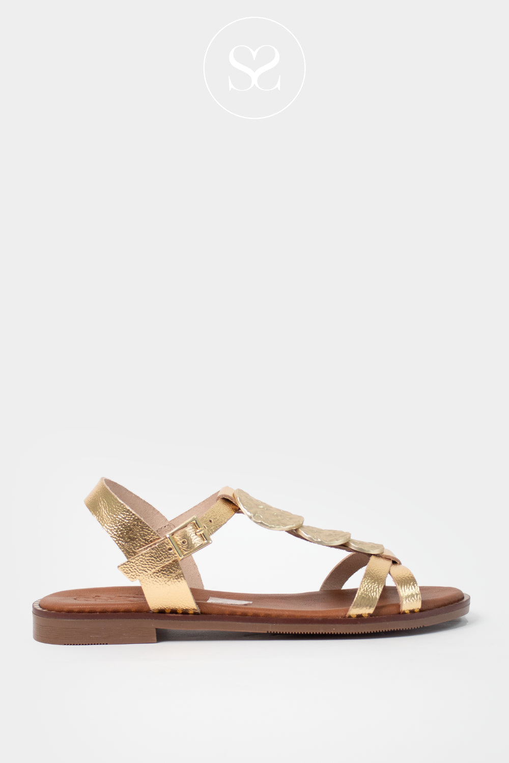 Oh My Sandals Gold Dressy Flat Sandals 5849 - Ireland