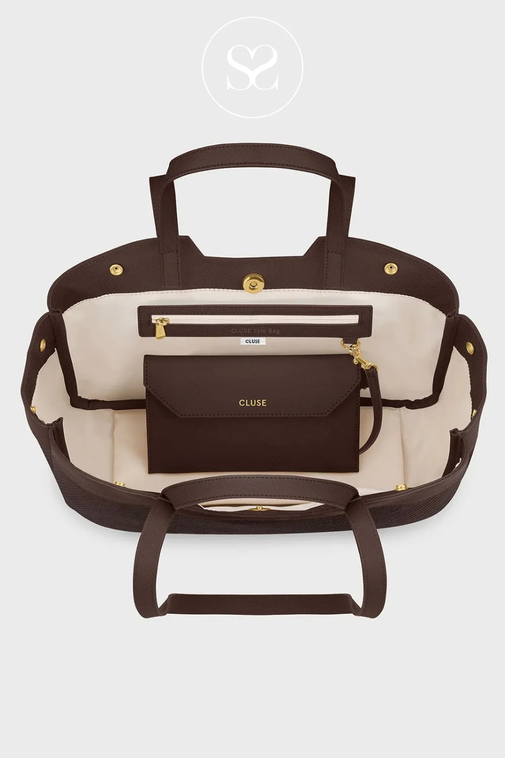 CLUSE DARK BROWN TEXTURED TOTE BAG CX15804