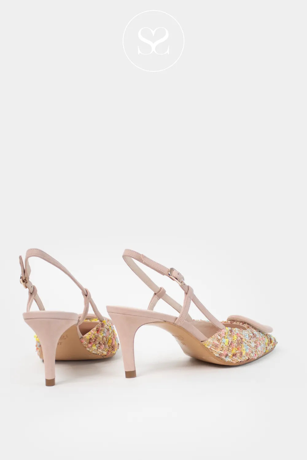 LODI Pink Woven Tweed Sling Back Heels - NIVIS