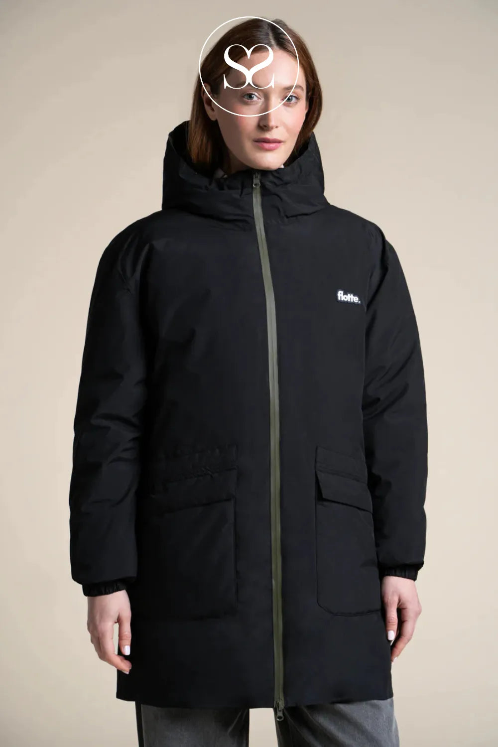 FLOTTE BLACK/KHAKI WATERPOOF LONG REVERSIBLE COAT VARENNES