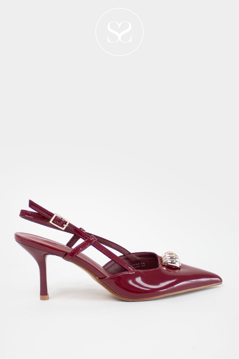 JOIA BURGUNDY PATENT PONTED TOE SLINGBACK HEEL