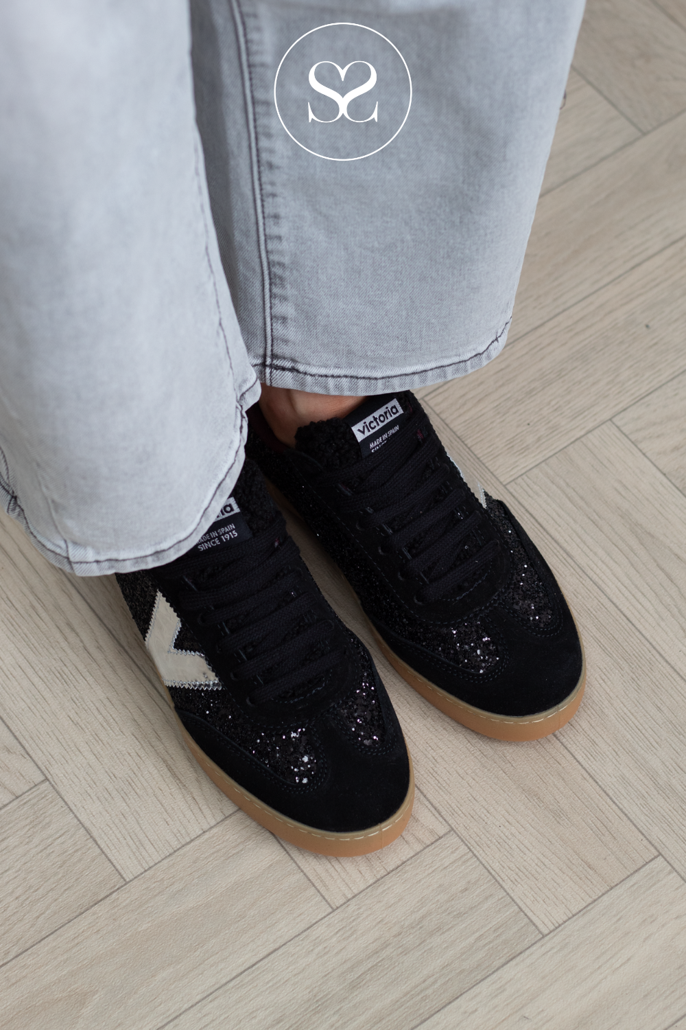 Victoria Black Glitter Trainers 1126223