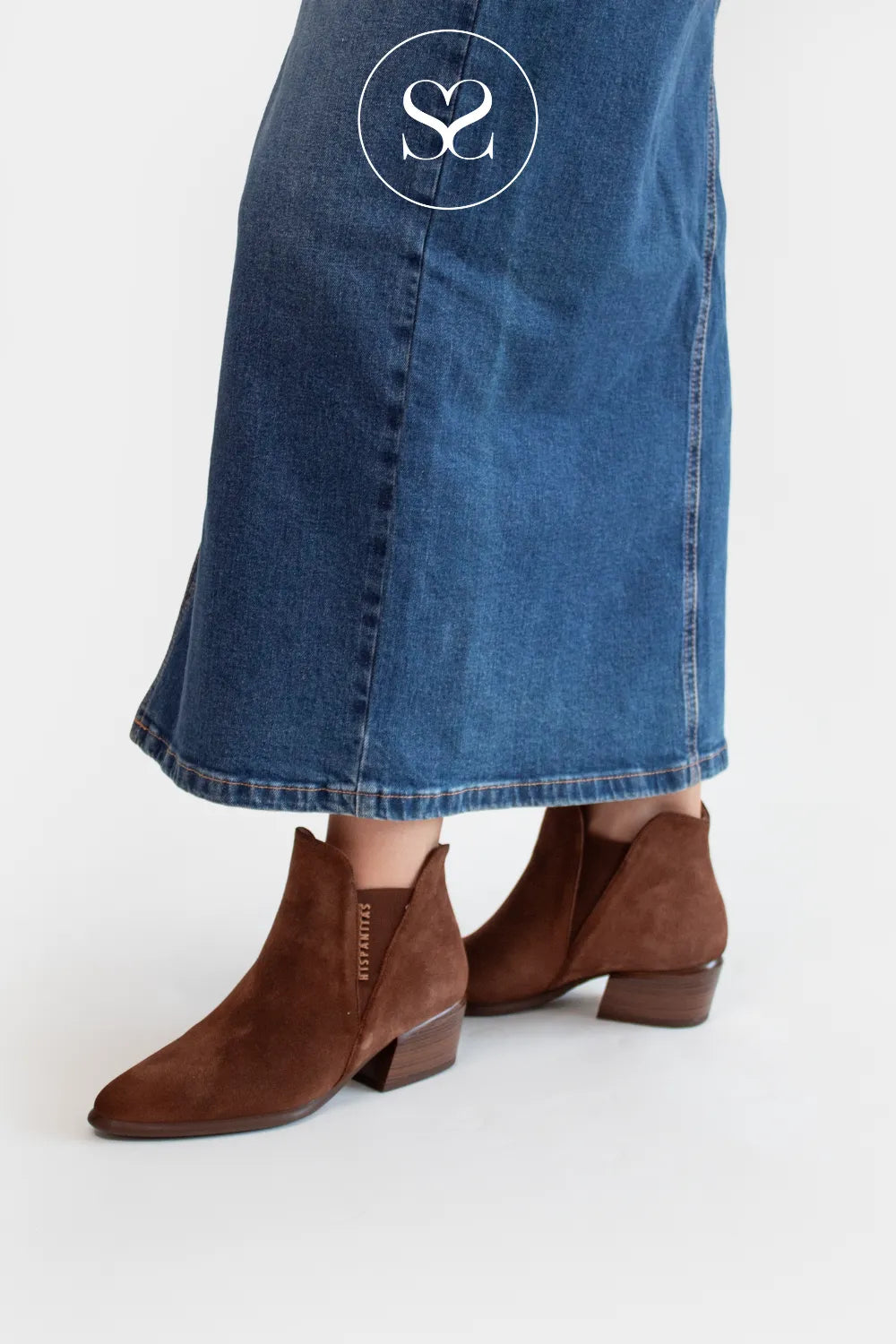 HISPANITAS BROWN SUEDE POINTED TOE CHELSEA BOOT PHI254383