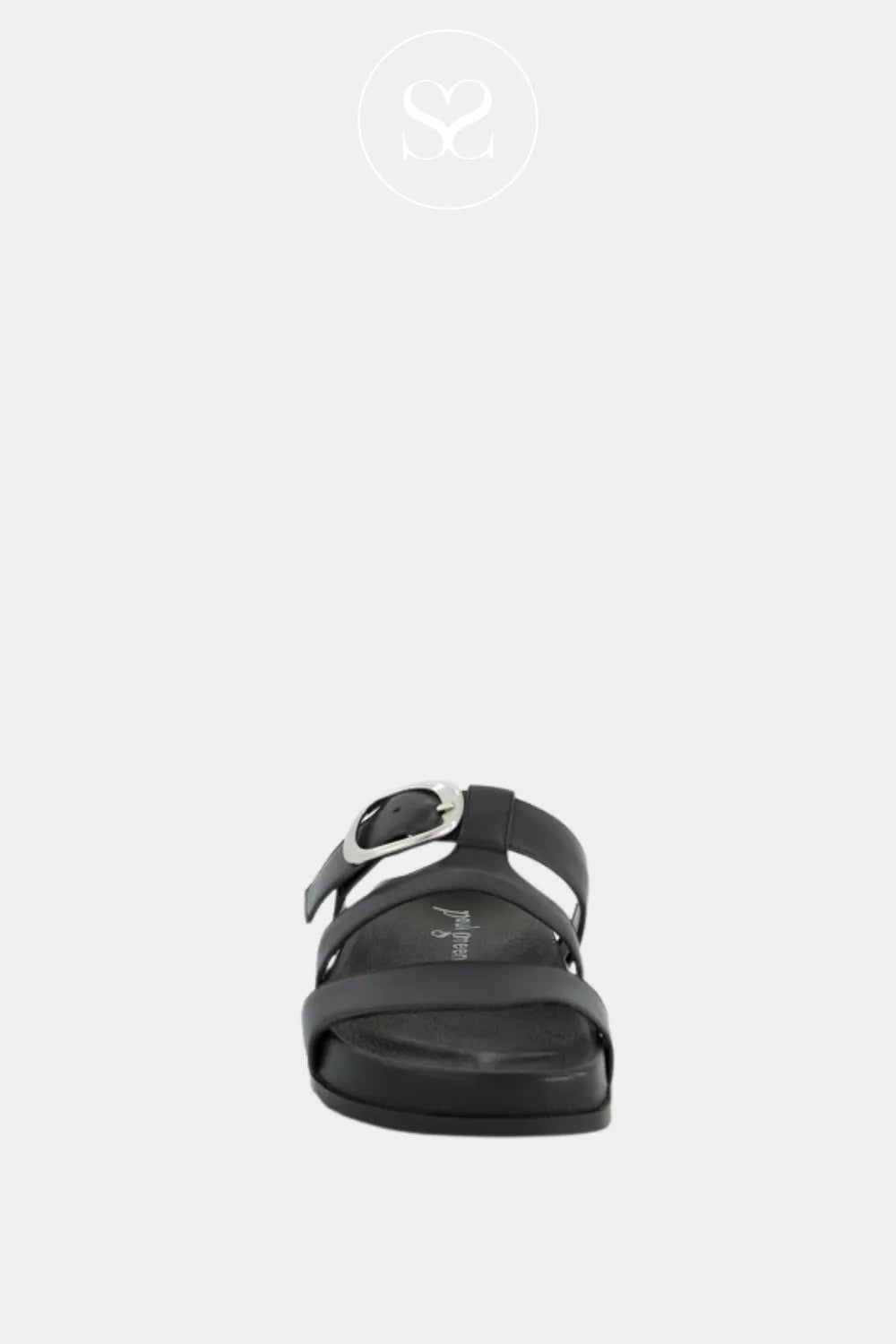 Paul Green 6171 Black Leather Slider Sandals Ireland
