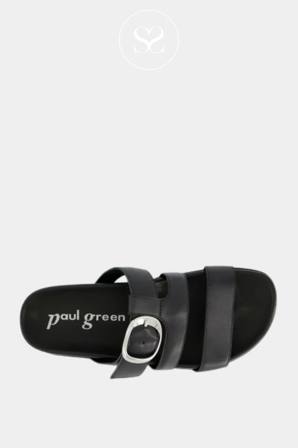 Paul Green 6171 Black Leather Slider Sandals Ireland