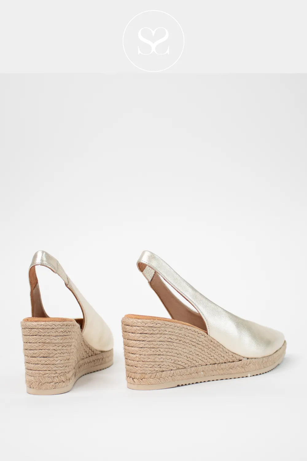 Unisa Gold Slingback Wedge Espadrilles -Decia pull on style wedges